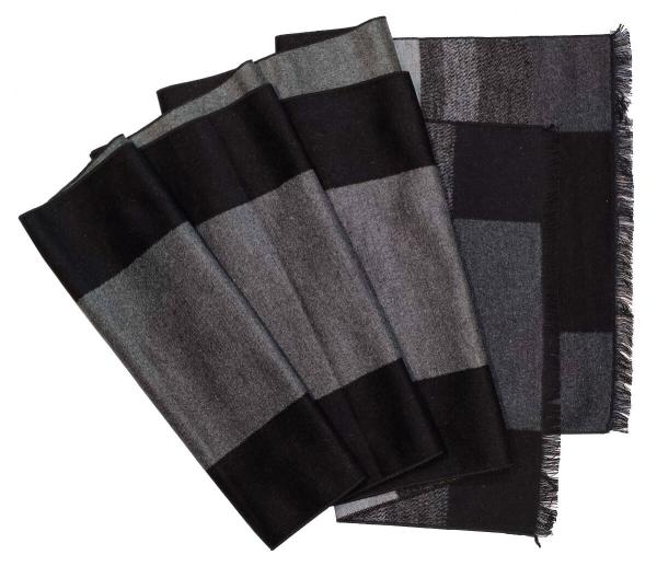 Scarf Shawl 100% Silk Flannel Patchwork Black Grey